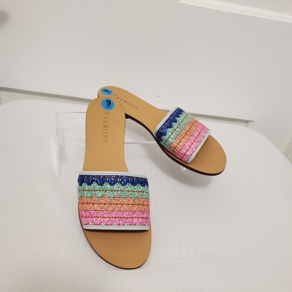 NWOB Talbots "HANNAH ZIG-ZAG" Stripe Straw Slides Size 6, Preppy, Fun, Colorful - Picture 2 of 9